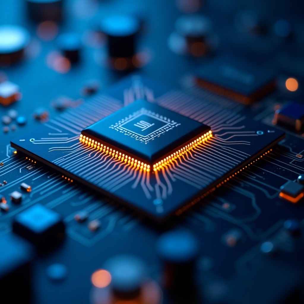 Close-up of a SafeVault hardware wallet secure element chip with security features highlighted